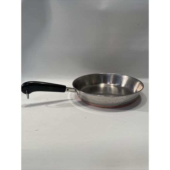 Revere Ware Fry Pan Skillet 10 Inch Copper Bottom Double Ring Patina - Picture 1 of 6